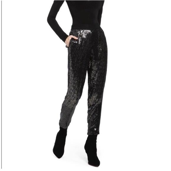 Alice + Olivia Sequence Straight Leg Pull On Pant Black Cocktail Small Vegas i17 - Picture 1 of 9